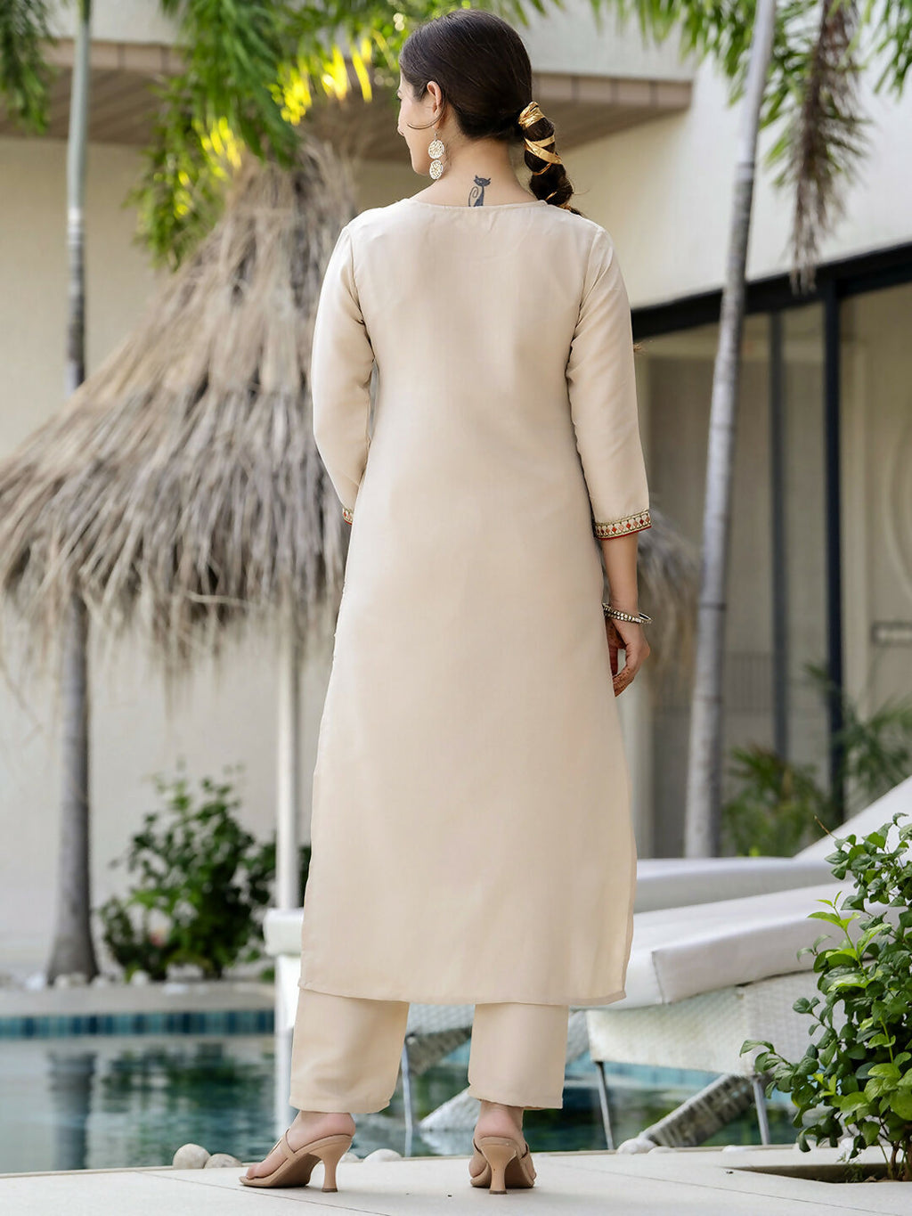 The52 Women's Beautiful Rayon Fabric Embroidery Work Straight Kurta Pant and Dupatta Set | Grocsy