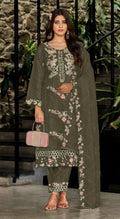 Anaita Mehendi Fox Georgette Stitched Suit with Embroidery Sequins & Khatli Work | Grocsy