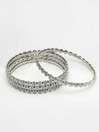 NVR Women's Set of 4 Silver-Toned German Silver Oxidised Bangles | Grocsy