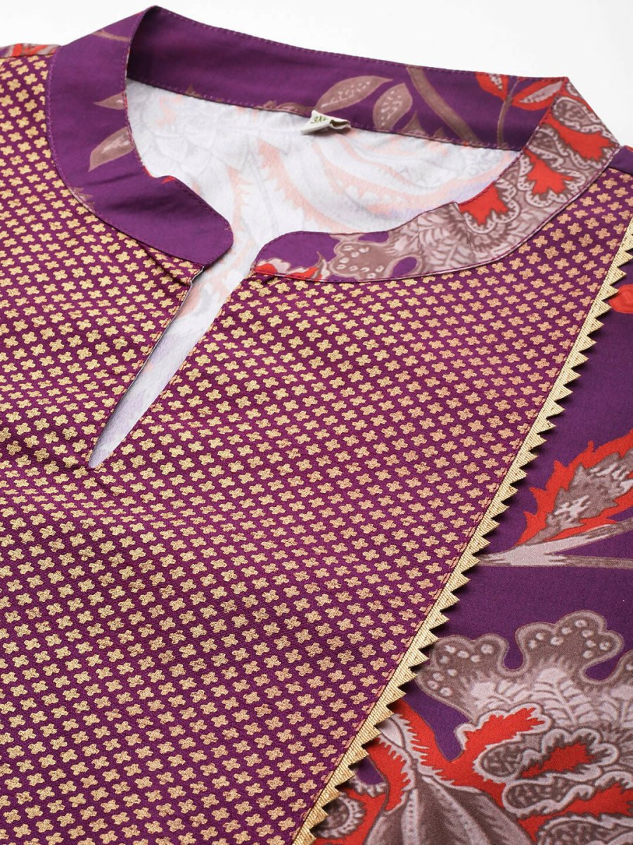 Ahalyaa Women's Traditional Wear Co-ords - Purple | Grocsy