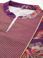 Ahalyaa Women's Traditional Wear Co-ords - Purple | Grocsy