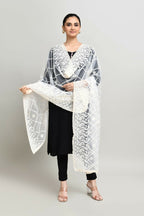 Joban Fashion White Cotton Embroidery Work Pakistani Karanchi Dupatta | Grocsy
