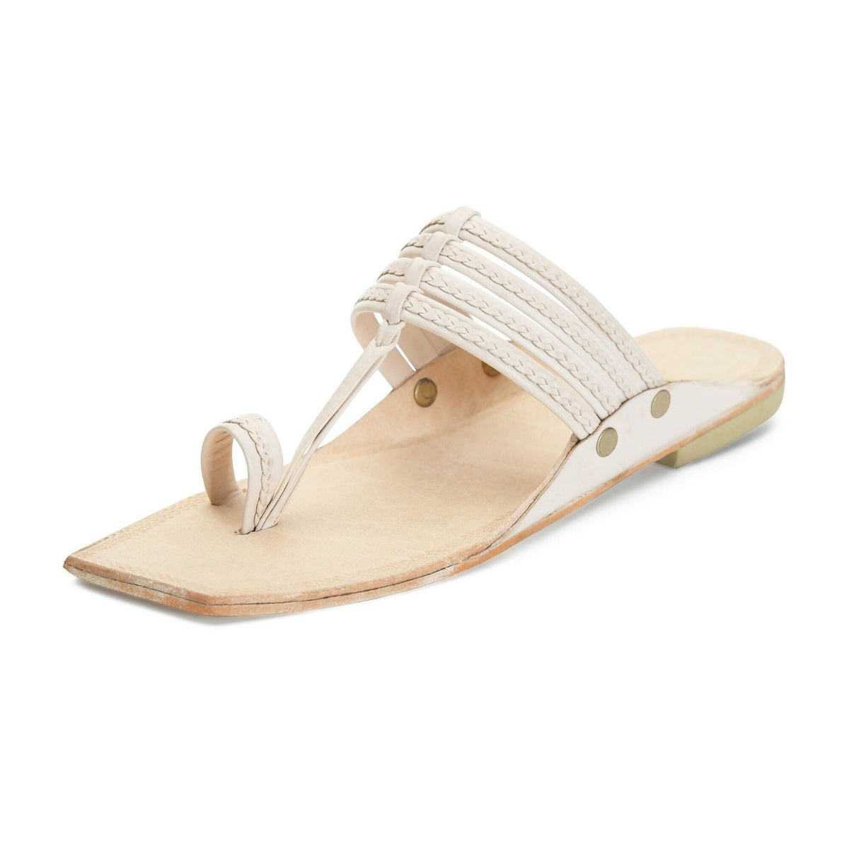 Stepsoft Men'S Off-White Kolhapuri Chappal | Handcrafted Ethnic Leather Wedding Footwear | Grocsy