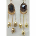 MS Fashion India Gold-Polished Stylish Fancy Party Wear Pearl Triple Jhumka Earrings | Grocsy