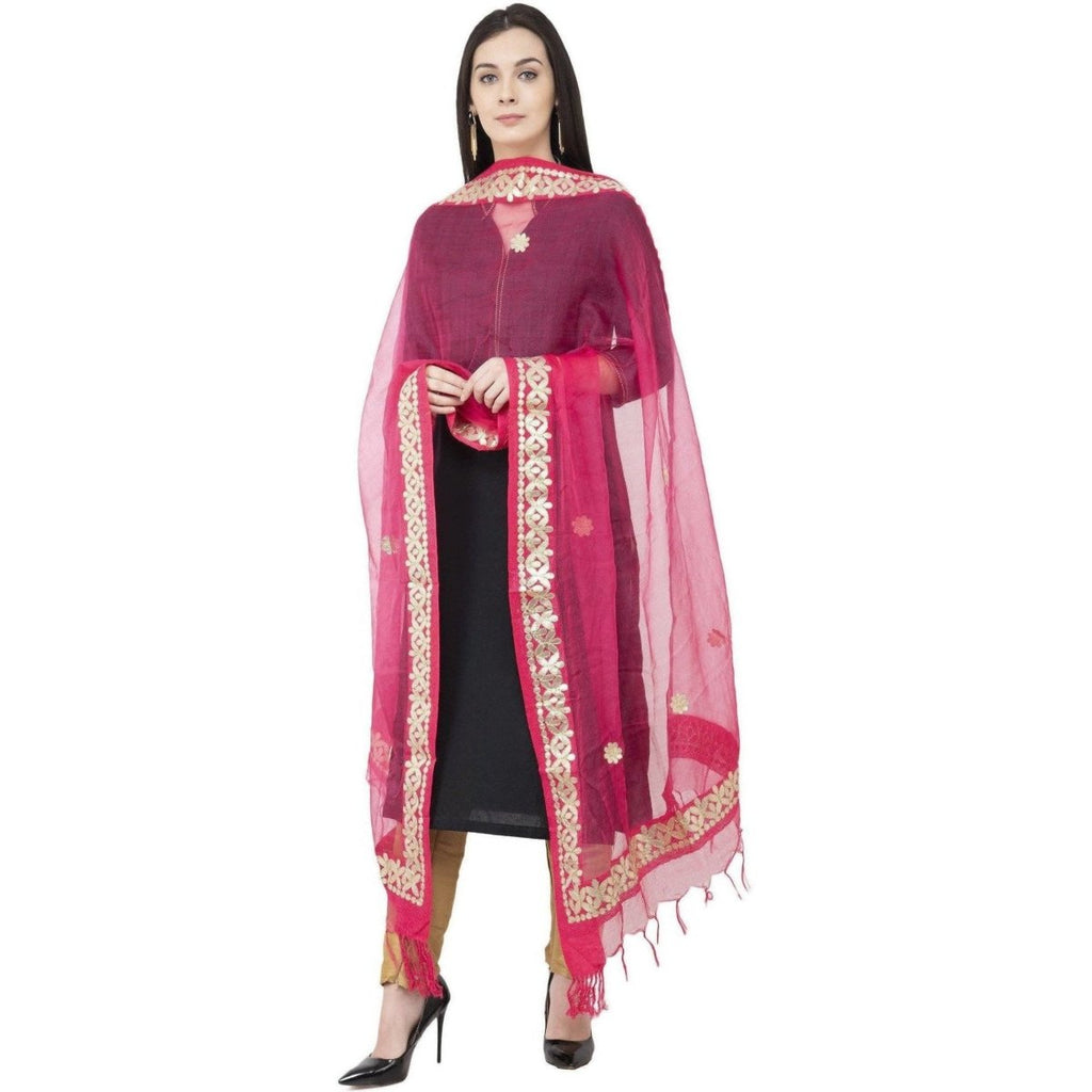 A R Silk Orgenza Gota Patti Fancy Dupatta Gajari Color Dupatta or Chunni | Grocsy