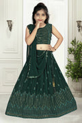 Wedding Designer Green Pure Georgette Kidswear Lehenga - Aaradhna | Grocsy