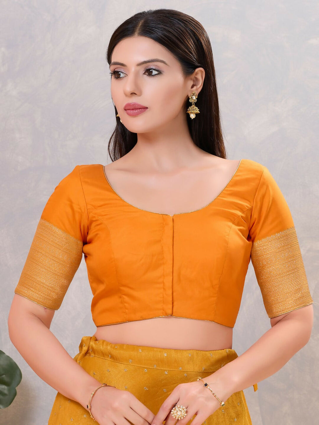 Joban Fashion Women Silk Mustard Stitched Blouse | Grocsy