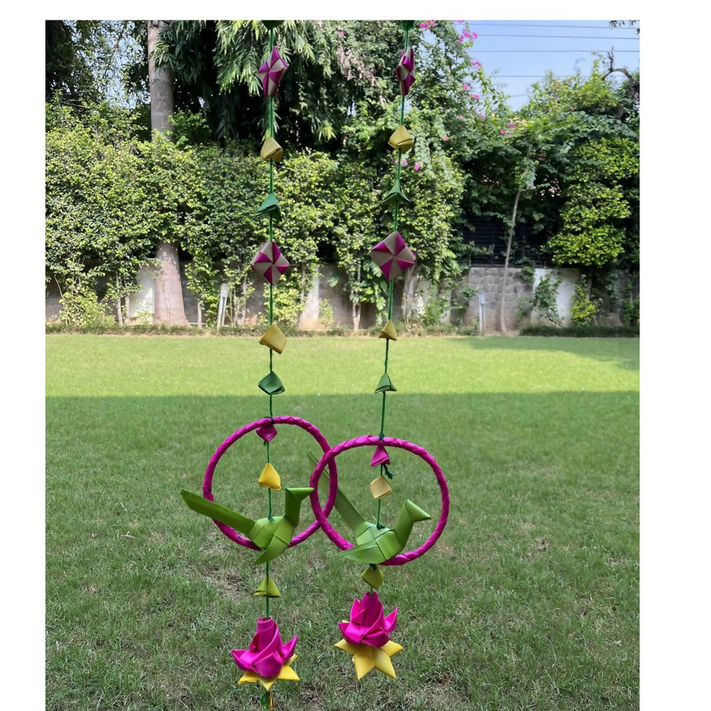 Shuddh Natural Hand Made Palm Leaf Parrot in Ring Hanging | Grocsy