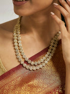Nuyug 22K Gold-Plated Zircon Studded Enamel Embellished Dual Layered Necklace Set | Grocsy