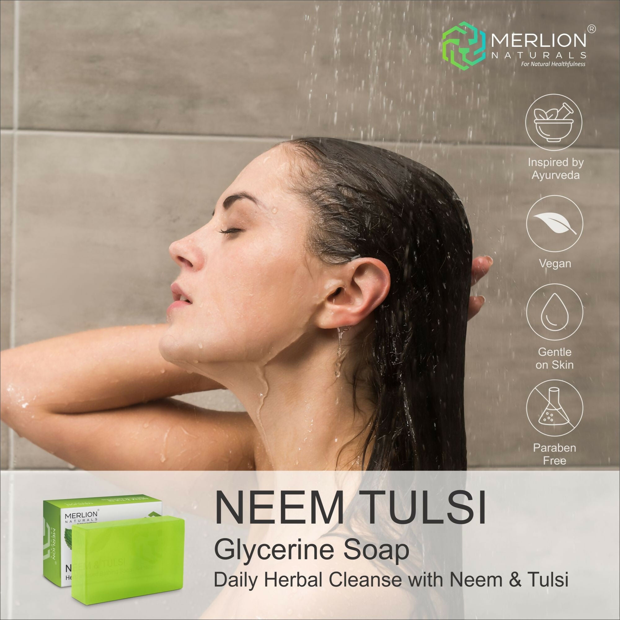 Merlion Naturals Neem and Tulsi Glycerine Soap | Grocsy
