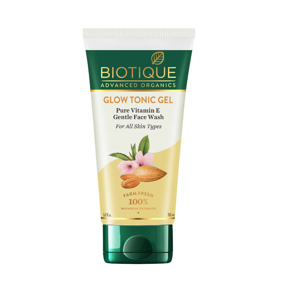 Biotique Advanced Organics Glow Tonic Gel Pure Vitamin E Gentle Face Wash | Grocsy