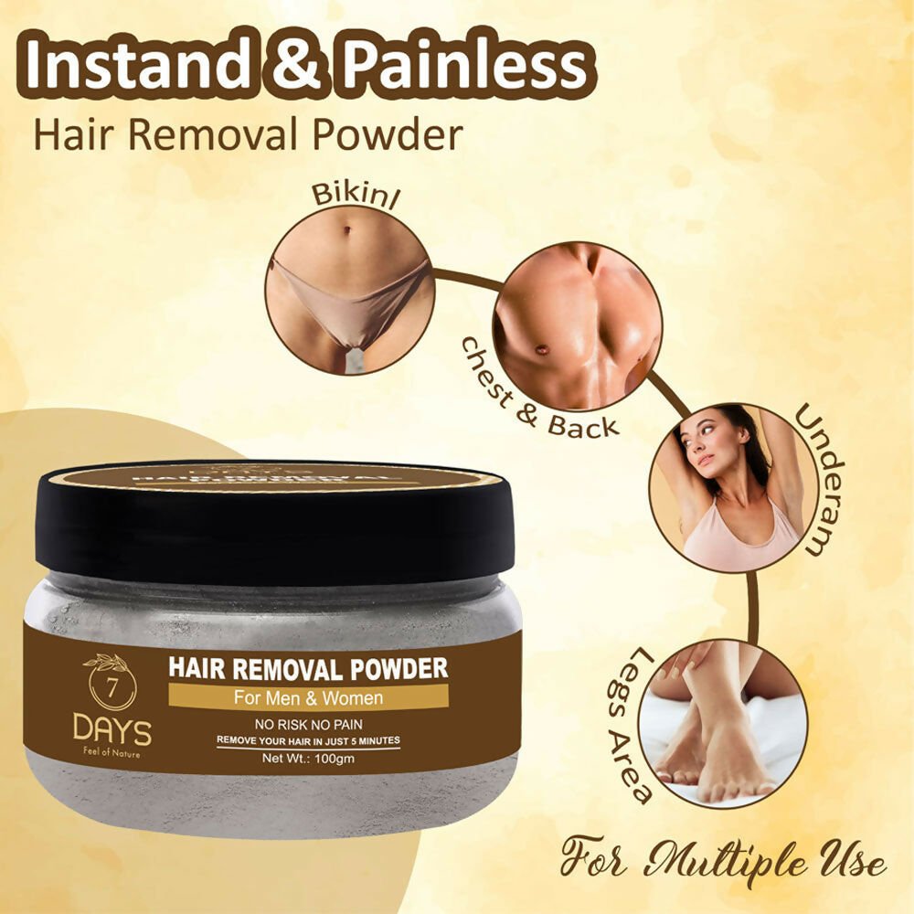 7 Days Pure Hair Removal Powder Three in one Use For Powder D-Tan Skin, Removing Hair Cream | Grocsy
