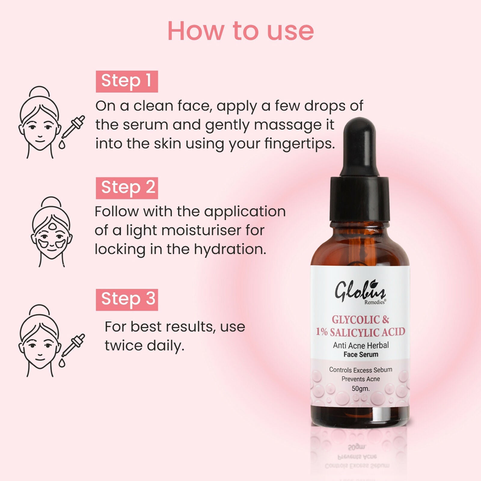 Globus Remedies Glycolic & 1% Salicylic Acid Anti Acne Face Serum | Grocsy