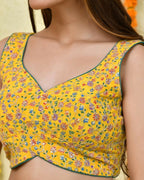Amodini Designer Studio Floral Position Print Women Yellow Blouse | Grocsy