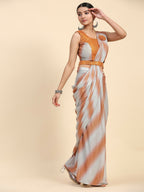 Orange Polyester Solid Ready to Wear Saree with stitched Blouse - Aayan | Grocsy