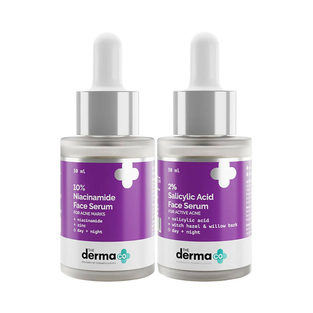 The Derma Co Anti Acne AM PM Regime Combo With Niacinamide (AM) And Salicylic Serum (PM) | Grocsy