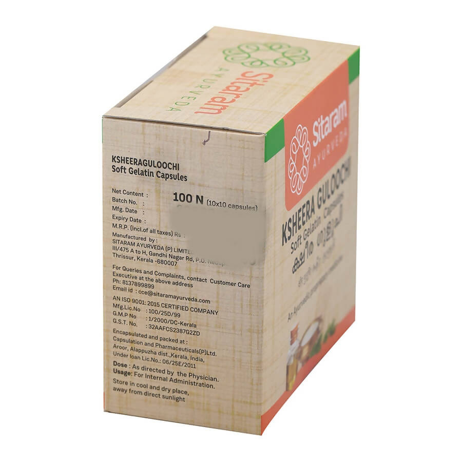 Sitaram Ayurveda Ksheera Guloochi Capsules | Grocsy