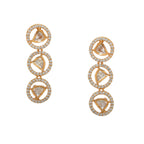 3 Tier Round Diamond and Kundan Earrings (Gold) - Ruby Raang | Grocsy
