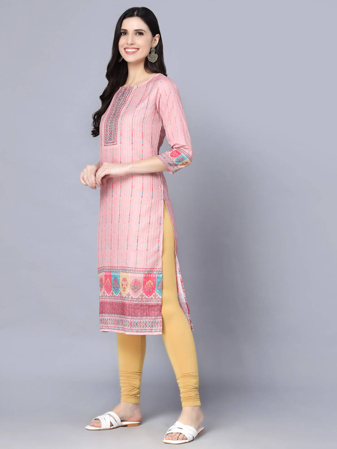 Myshka Women Pink Striped Kurta | Grocsy