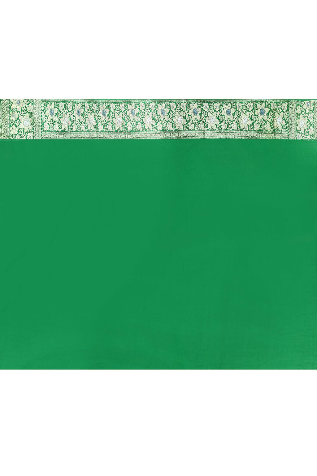 Joban Fashion Green Pure Crepe Pure Handloom Banarasi Silk Saree | Grocsy