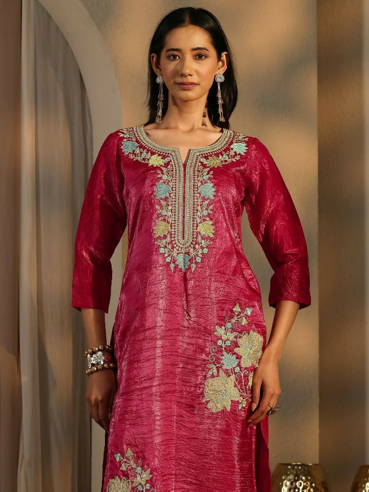 Teeya Creation Rani Color Barsana Silk Pakistani Style Salwar Suit | Grocsy