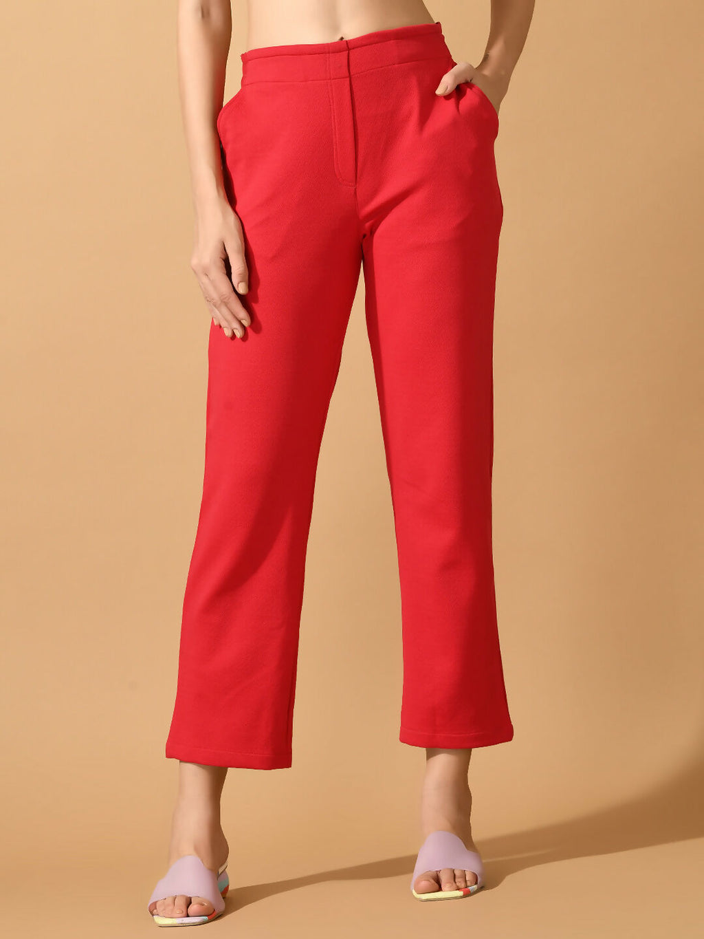 Myshka Women's Pink Straight Fit Party Trouser | Grocsy