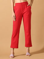 Myshka Women's Pink Straight Fit Party Trouser | Grocsy
