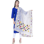 A R Silk White Color Multi rasgulla Silk Dupattas and Chunnis | Grocsy