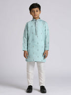 Joban Fashion Kids Island Ethnic Wear with Silk Sequence Embroidery Kurta and Pyjama Set - Teal Blue | Grocsy