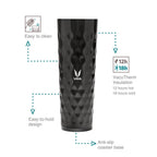 Vaya Drynk Stainless Steel Water Bottle Tumbler for Office - 600ml (Black) | Grocsy