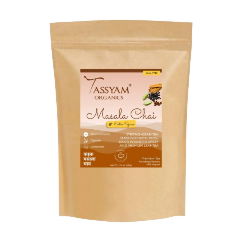 Tassyam Organics Strong Assam Masala Tea - Refill Pack | Grocsy