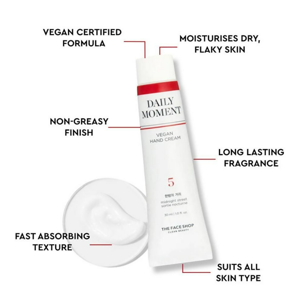 The Face Shop Non-Greasy Vegan Hand Cream - Midnight Street With Hyaluronic Acid | Grocsy