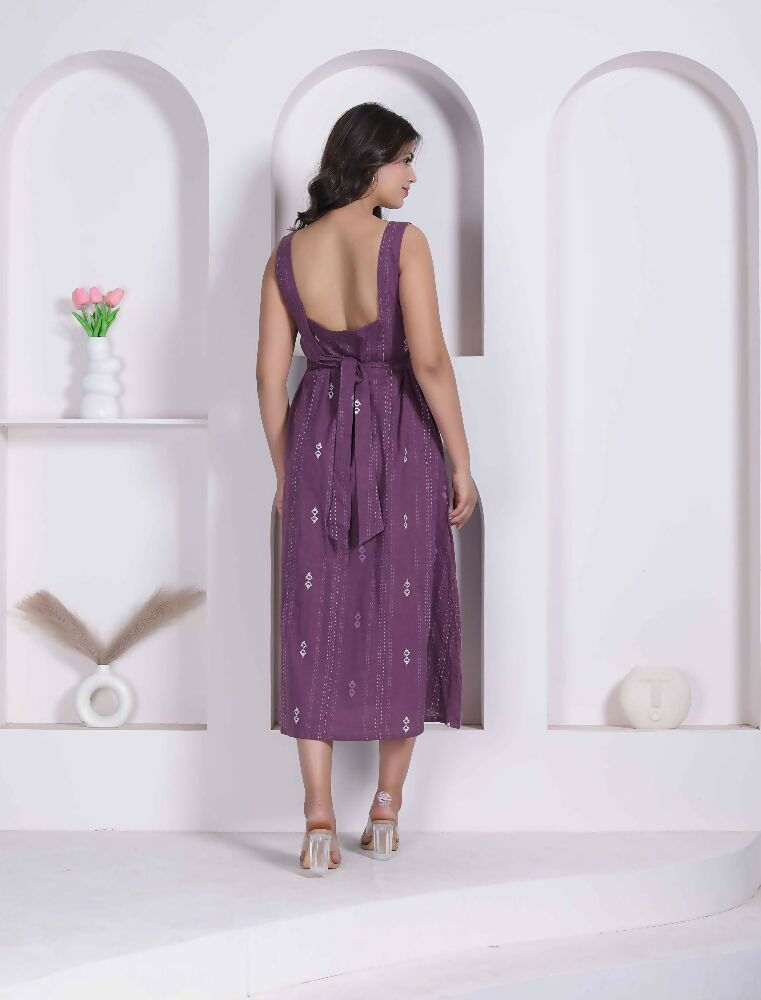 Miravan Womens Abstract Printed Wine ALine Maxi Dress | Grocsy