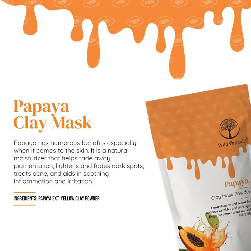 Wild Organic Papaya Clay Mask Powder | Grocsy