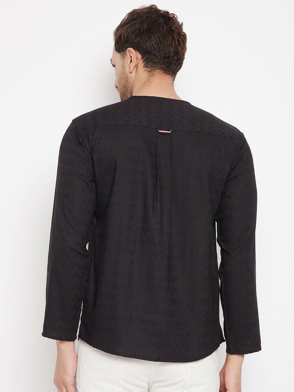 Even Apparels Black Viscose Men's Kurta With Slit Neckline | Grocsy