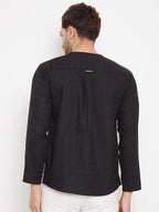 Even Apparels Black Viscose Men's Kurta With Slit Neckline | Grocsy