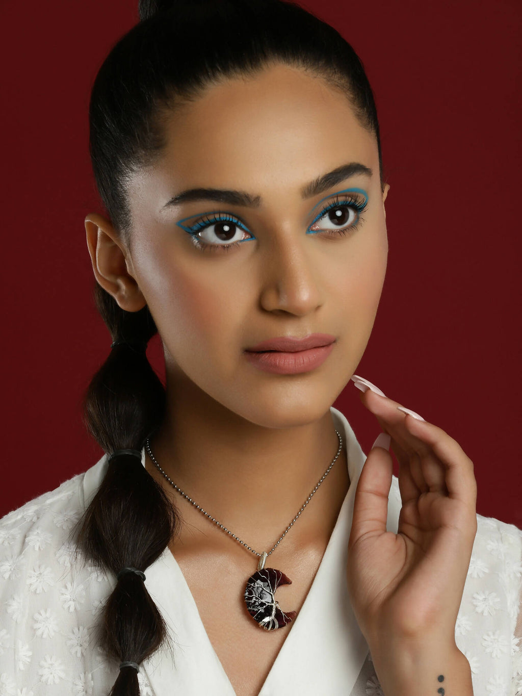 Women's Silver-Toned Purple Silver-Plated Handcrafted Chain - Ruby Raang | Grocsy