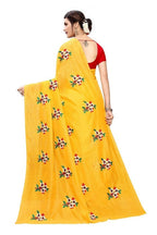 Vamika Chanderi Cotton Embroidery Yellow Saree (Mogra Yellow) | Grocsy