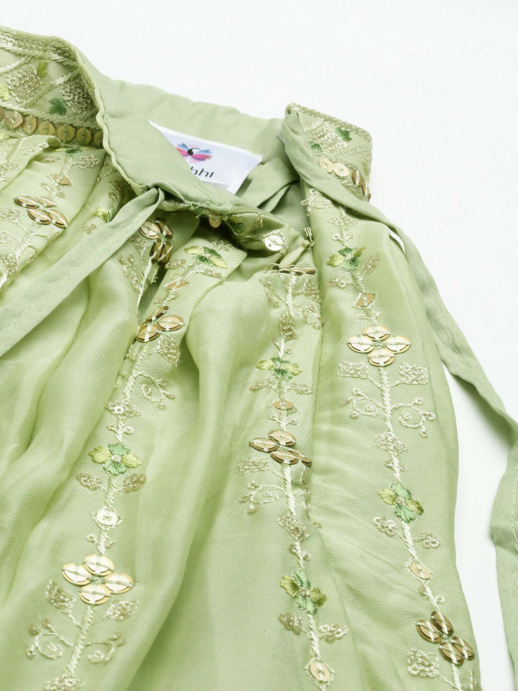House of Panchhi Pista Green Pure Georgette Embroidered Lehenga & Blouse, Dupatta | Grocsy