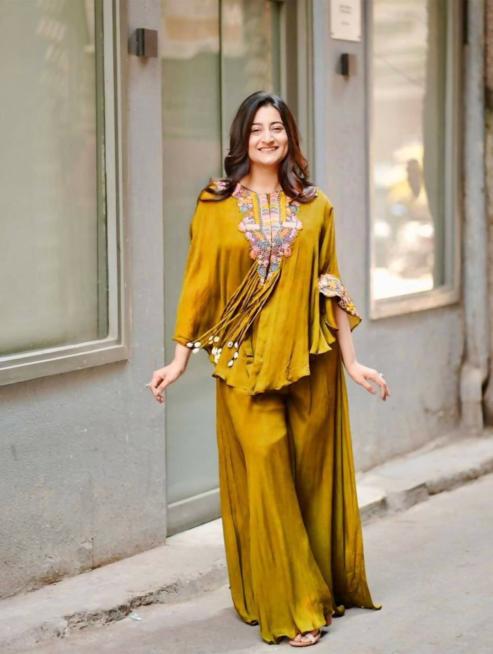 Joban Fashion Yellow Kurta Set Chinon Embroidery Sequence Work | Grocsy