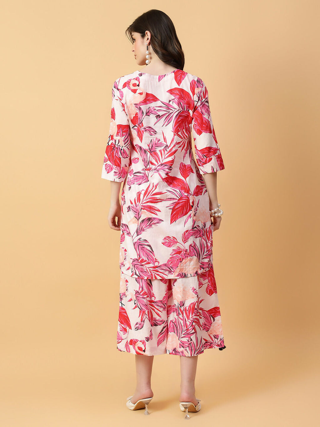 Joban Fashion Red Cotton Printed & Hand Work Co-ord Set | Grocsy
