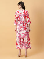 Joban Fashion Red Cotton Printed & Hand Work Co-ord Set | Grocsy