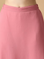 Myshka Women's Pink Georgette Kurta & Skirt With Dupatta Party Sets | Grocsy
