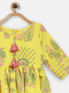 Ahalyaa Mustard Rayon Printed Kids Kurta Palazzo Sets For Kids For Girls | Grocsy
