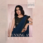 Blue Lycra Embroidery Designer Saree With Blouse - Mohmanthan Sitaarah | Grocsy