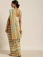 Green Organza Printed Saree With Blouse Piece - Nivaa | Grocsy