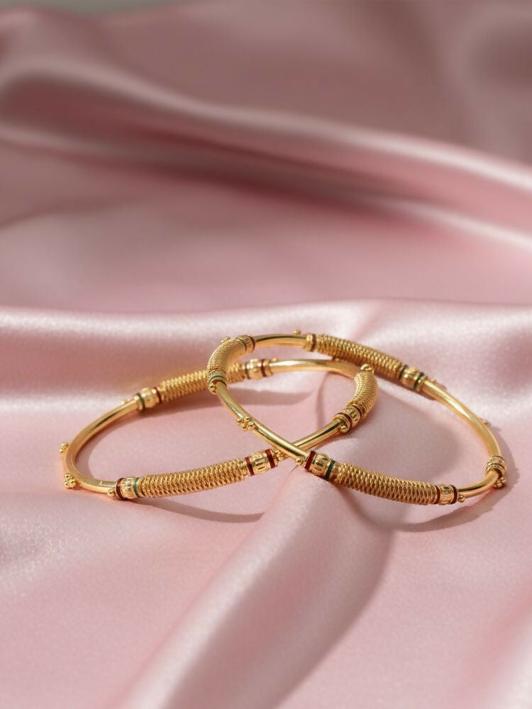 NVR Women Set of 2 Gold Plated Handcrafted Traditional Bangle | Grocsy