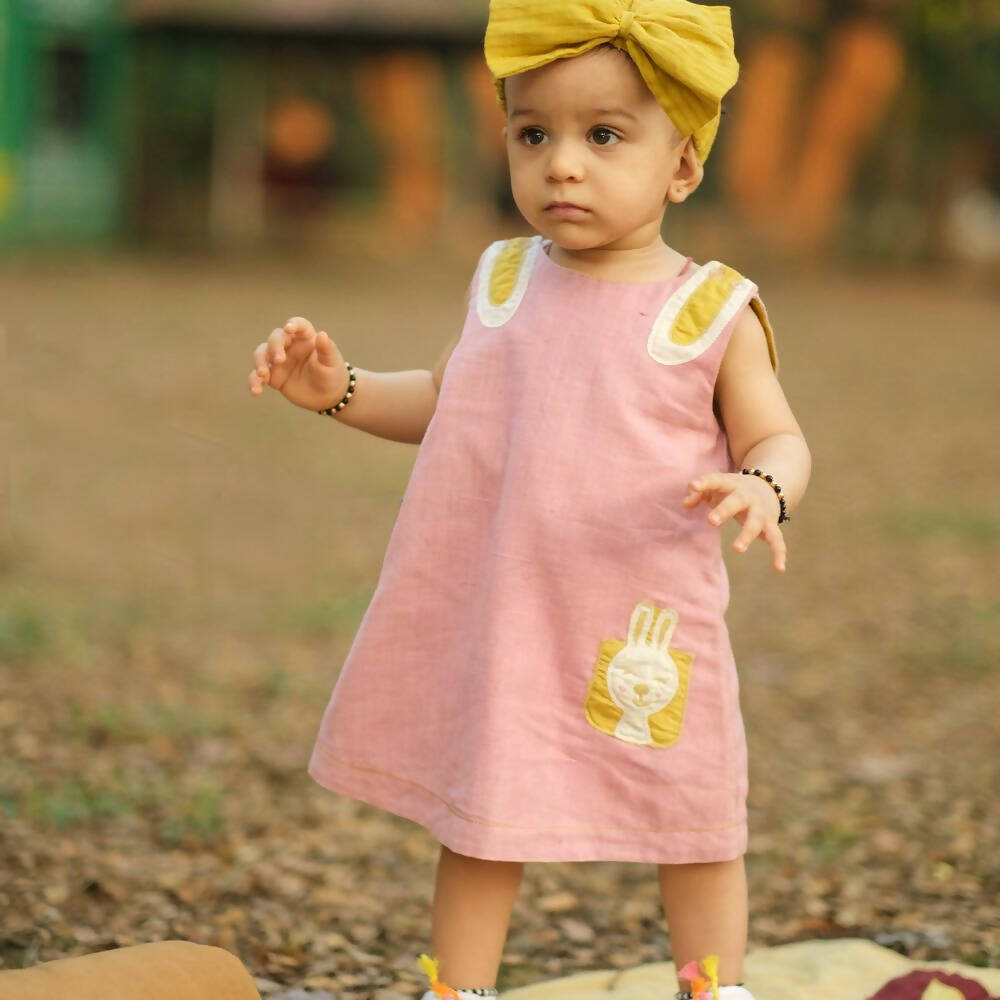 Mhyssa Pink Sleeveless A-line Frock | Grocsy