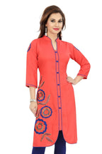 Snehal Creations Teasing Tomato Red Designer Embroidery Tunic | Grocsy