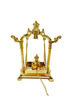 CraftVatika Gold Toned Aluminium Swing Jhula With Ladoo Gopal | Grocsy